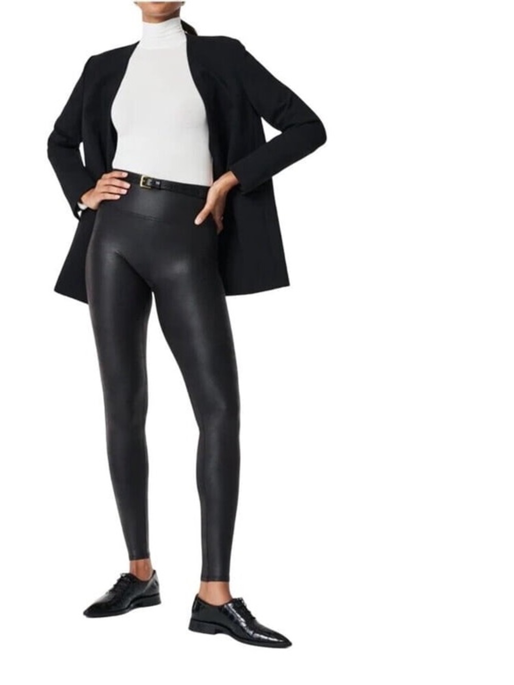 SPANX High-Rise Faux Leather Leggings in Black SIZE MP